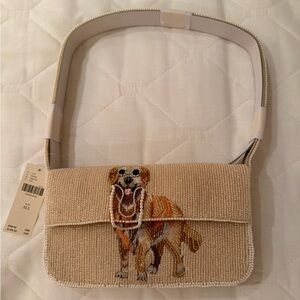Beaded Golden Retriever Shoulder Bag